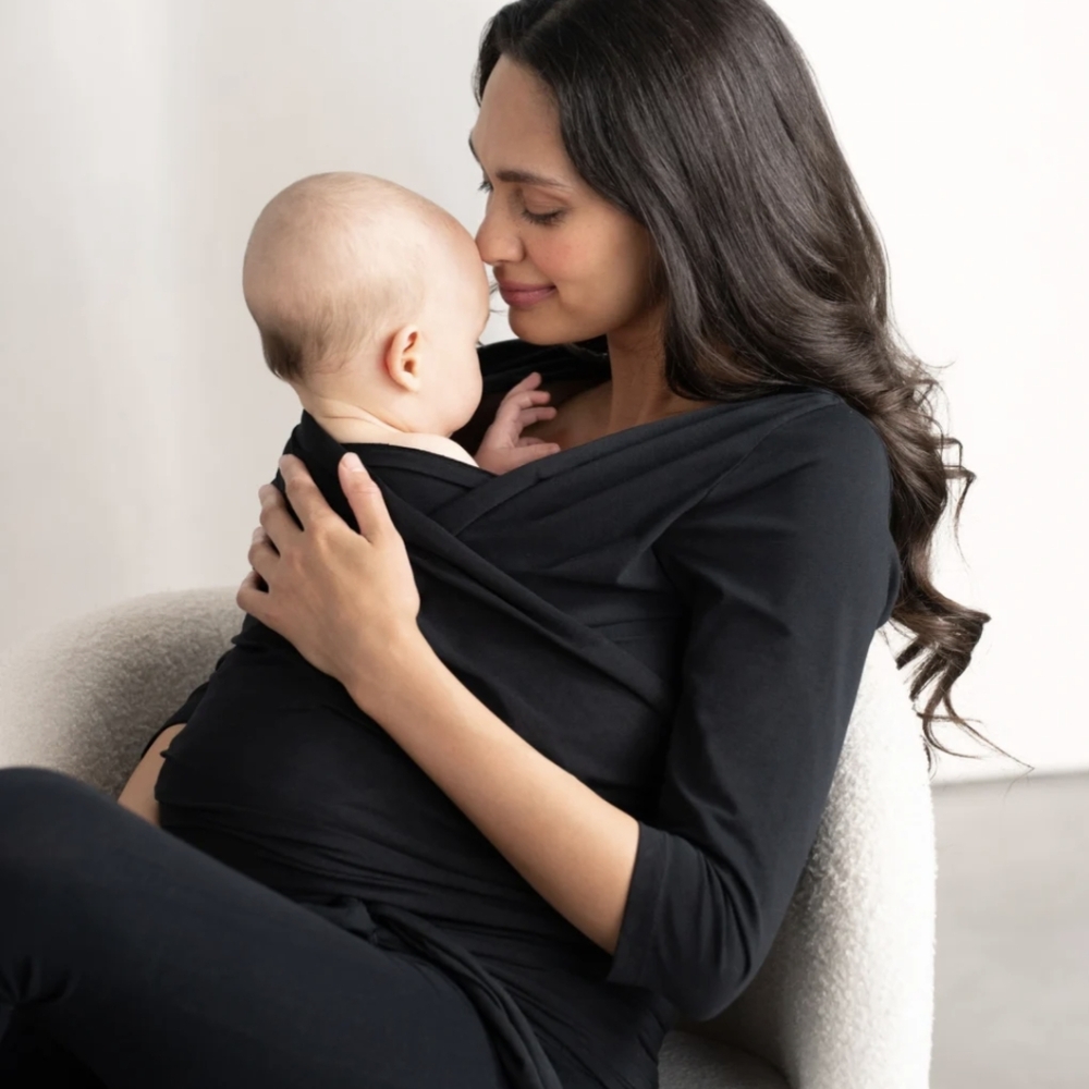 Seraphine Maternity Winifred Black Skin-to-skin Wrap Top XS